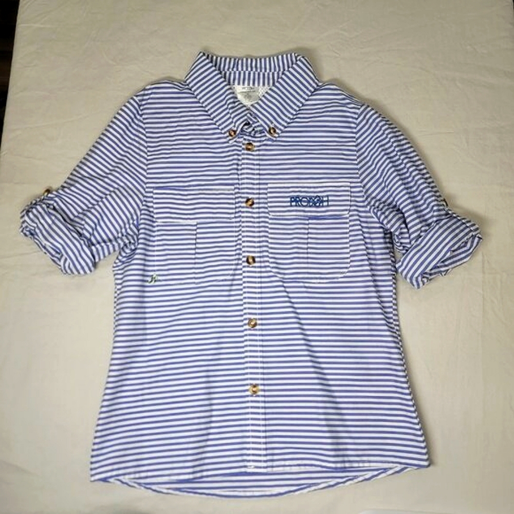NWOT Prodoh - blue striped fishing shirt (Size 12) breathable vented back